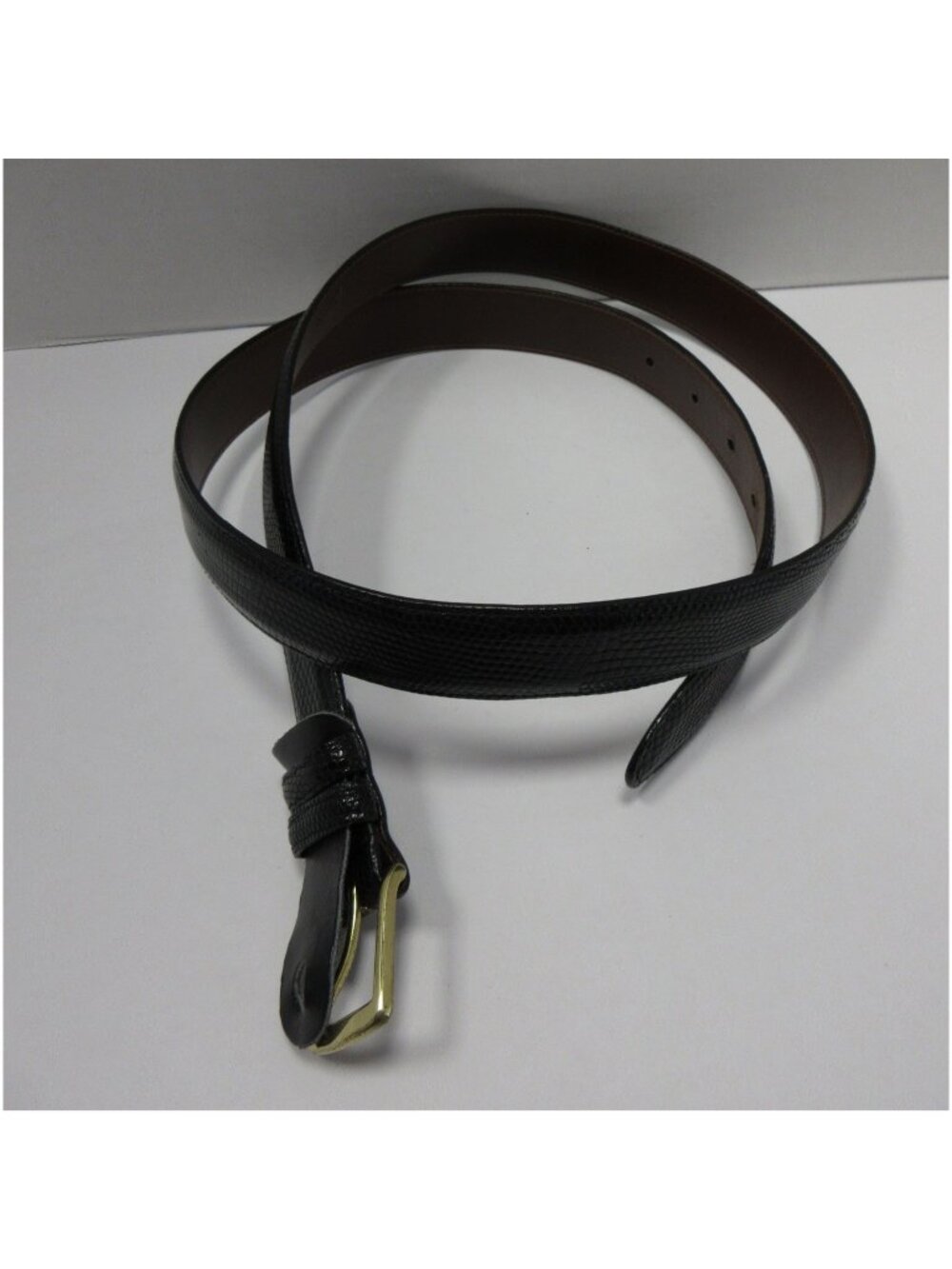 VINTAGE Coach Belt 42 Genuine Lizard Leather Embossed Brass Buckle